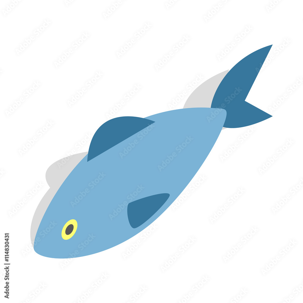 Fish icon in isometric 3d style isolated on white background. Sea and ocean symbol Fish icon in isometric 3d style isolated on white background. Sea and ocean symbol