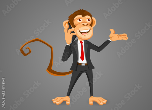 Monkey businessman talking on the phone