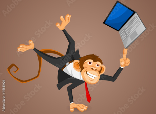 Monkey businessman training in the office