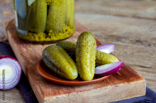 Homemade pickles with onion