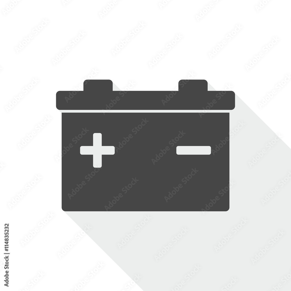 Car battery Icon with long shadow Car battery Icon with long shadow
