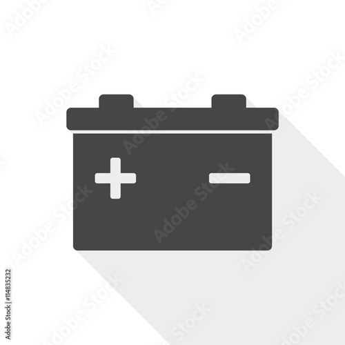 Car battery Icon with long shadow