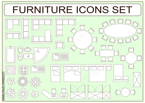 Set of simple furniture vector icons as design elements