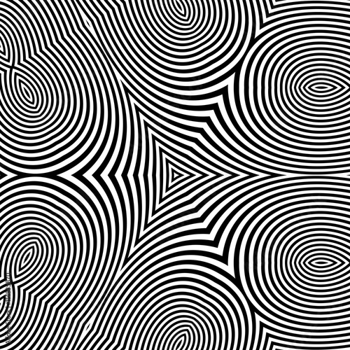 Black and White Abstract Striped Background. Optical Art. 3d Vector Illustration. 