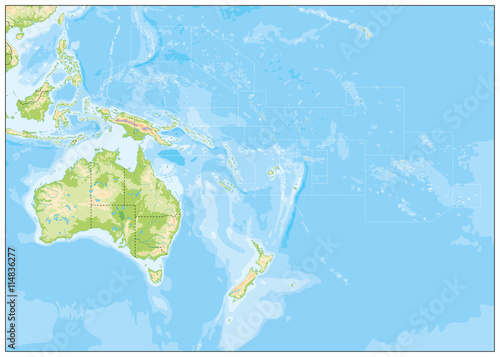 Fotografia, Obraz Blank Relief Map of Oceania