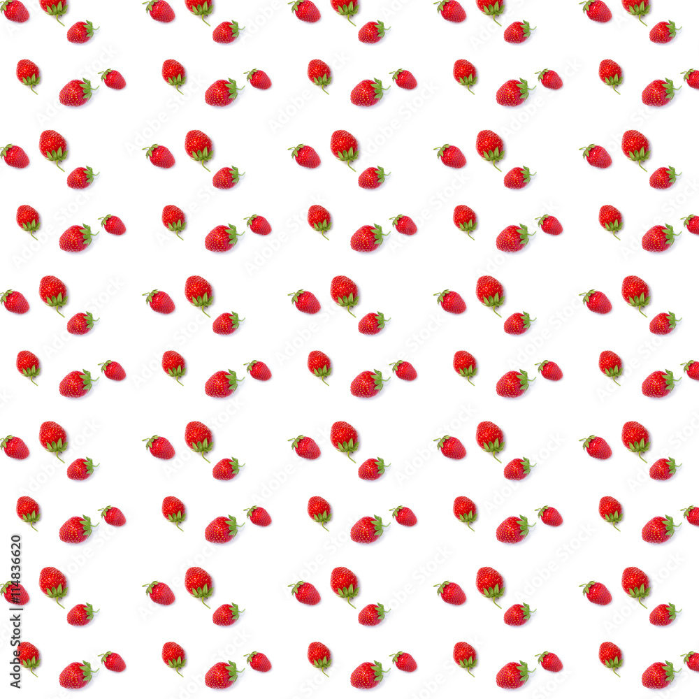  pattern  red strawberries on a white background