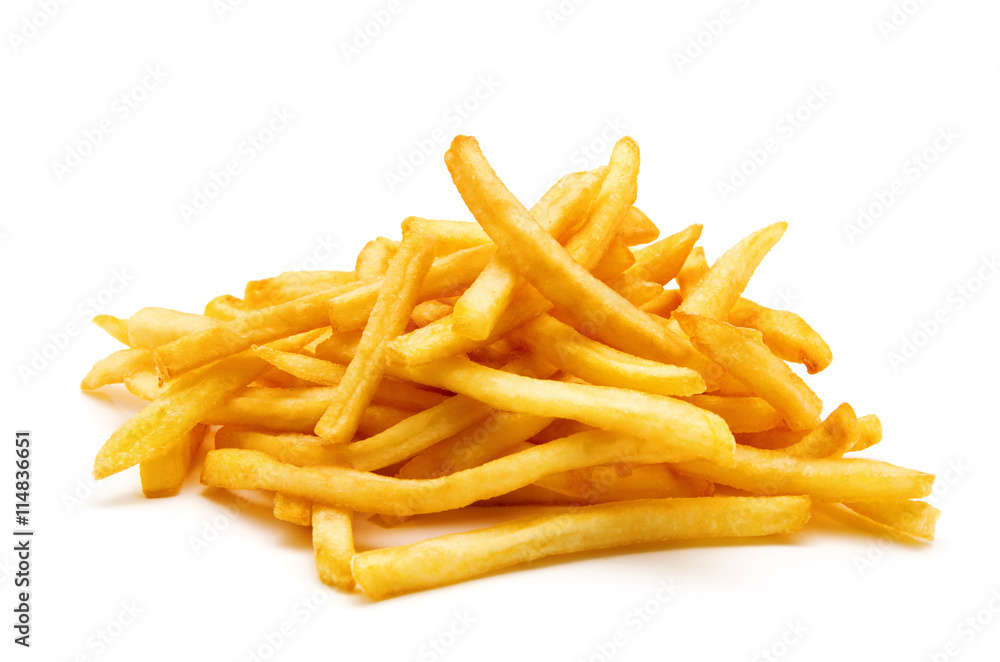 potato fry on white isolated background potato fry on white isolated background