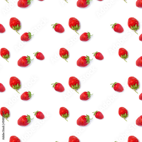 pattern  red strawberries on a white background