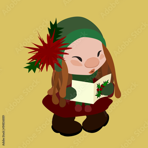 Cartoon Christmas Caroling Girl