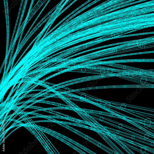 Connection Structure. Wireframe Vector Illustration. 3D Abstract Background. Optical Fiber.