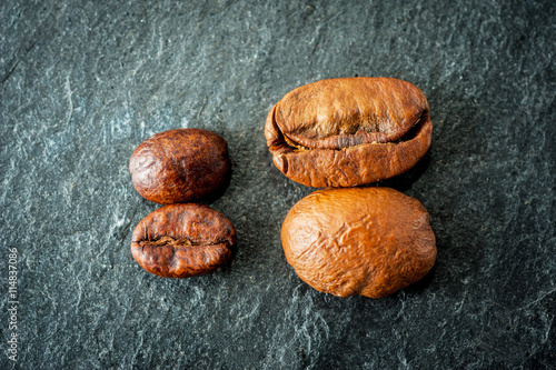 Two kinds of coffee: big and small beans.