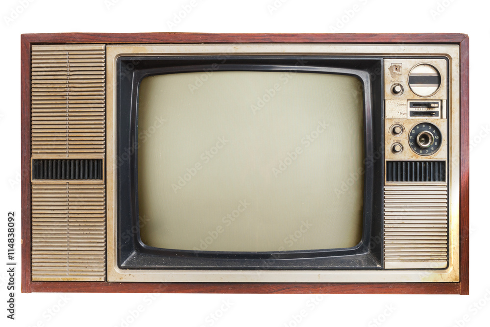 Foto Stock Vintage television. Old TV isolated on white - retro technology.  | Adobe Stock