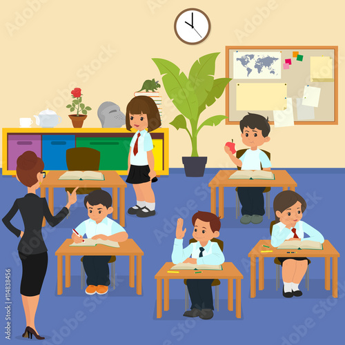 School children in classroom at lesson.