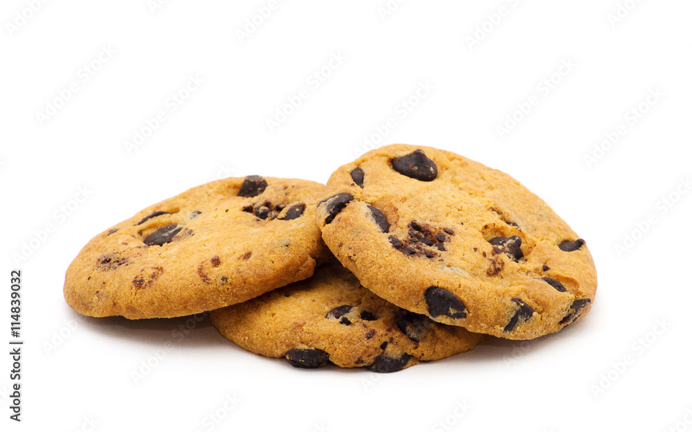 Chocolate chip cookie on white Chocolate chip cookie on white