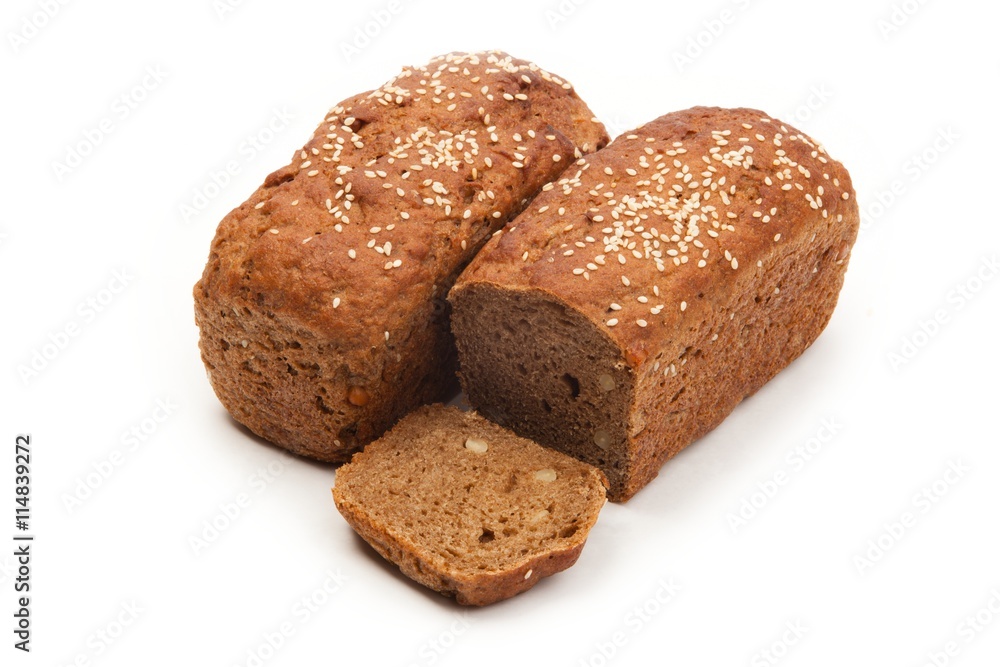 Organic bread isolated on white background