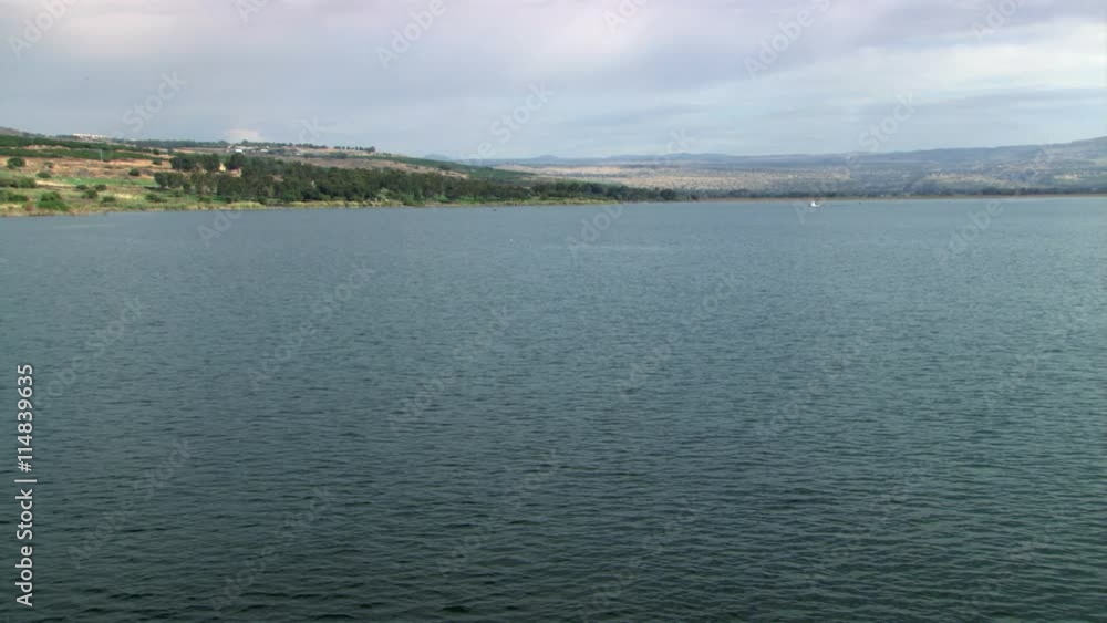 Right pan of Sea of Galilee and surrounding countryside in Israel Right pan of Sea of Galilee and surrounding countryside in Israel
