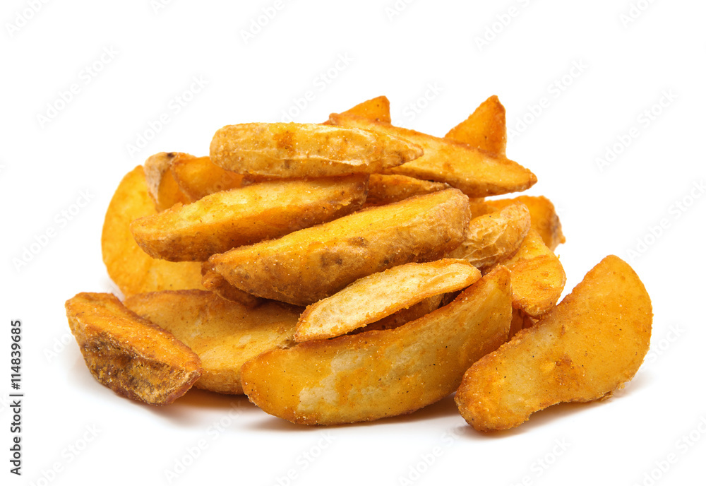 fried Potato wedges. Fast food. Isolated on white fried Potato wedges. Fast food. Isolated on white