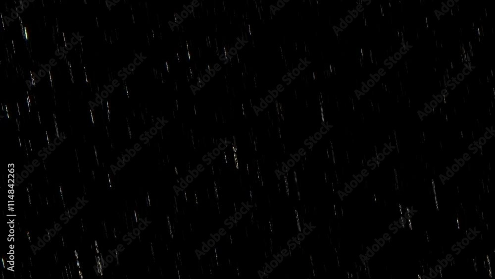 Falling raindrops footage animation in slow motion on black background ...