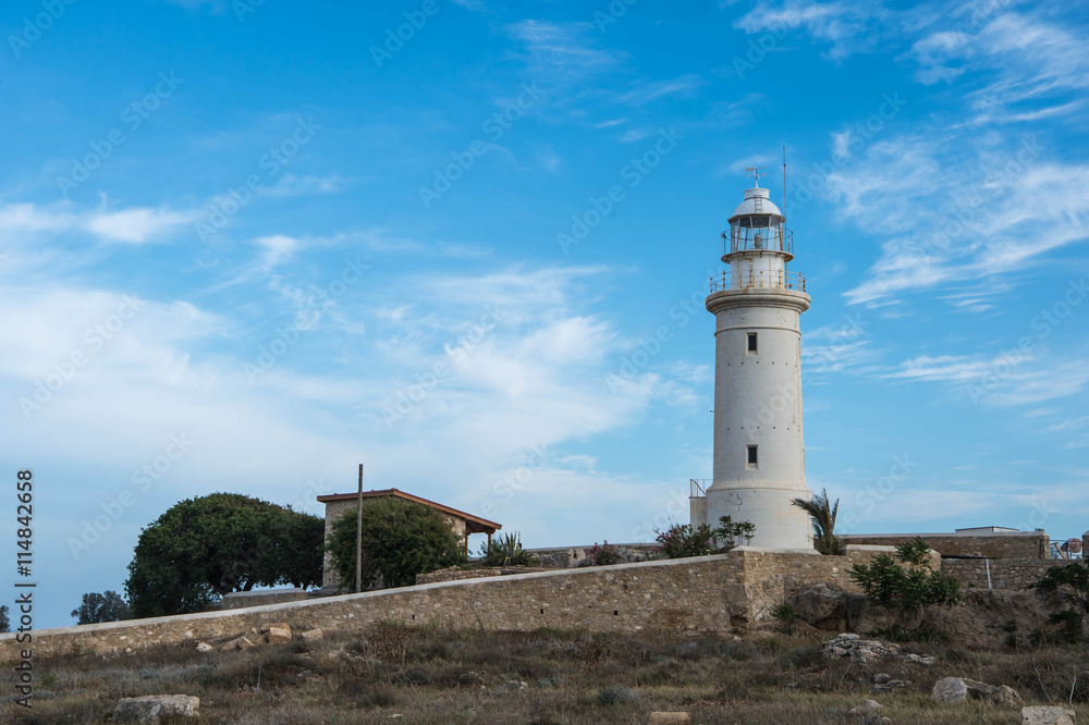 Old lighthouse in the Archaeological Park of Paphos, Cyprus