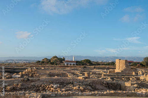 Paphos Archaeological park in the light of the evening sun  Cyprus