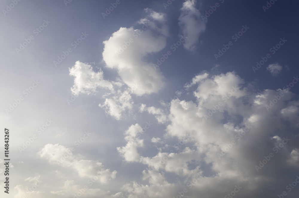 Blue sky and white clouds.