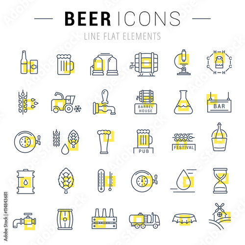 Vector Set Line Icons Beer