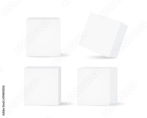 Vector white box collection isolated on white background. Ideal for mock up of packaging or other job.