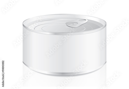 Aluminum can blank label isolated on white background. Ideal for food and other