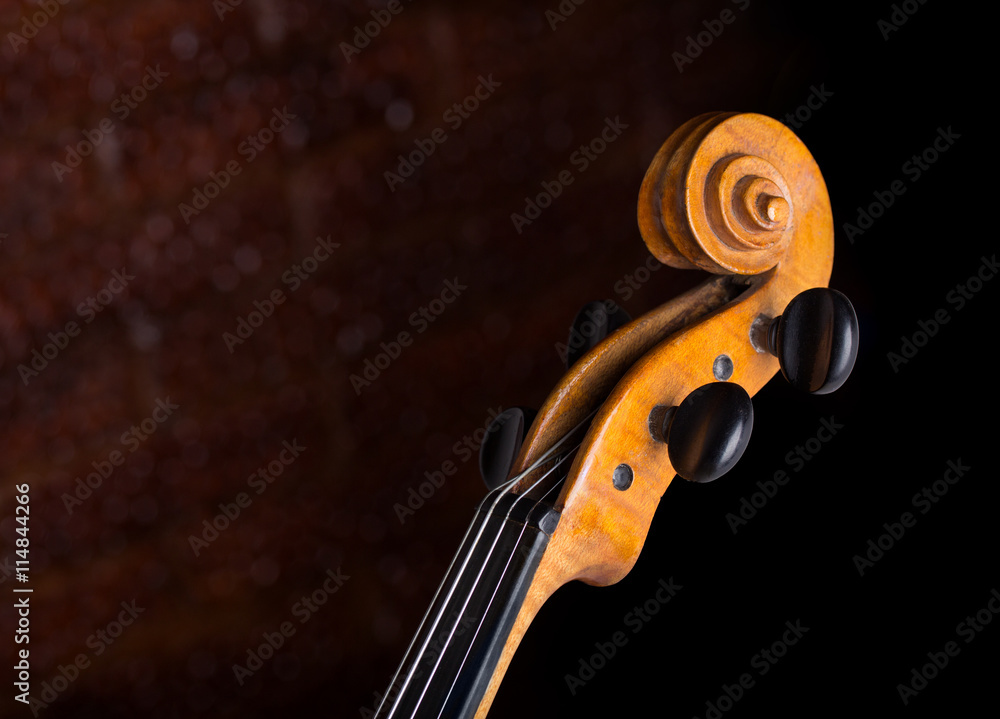 Fototapeta premium old hand crafted violin neck musical background