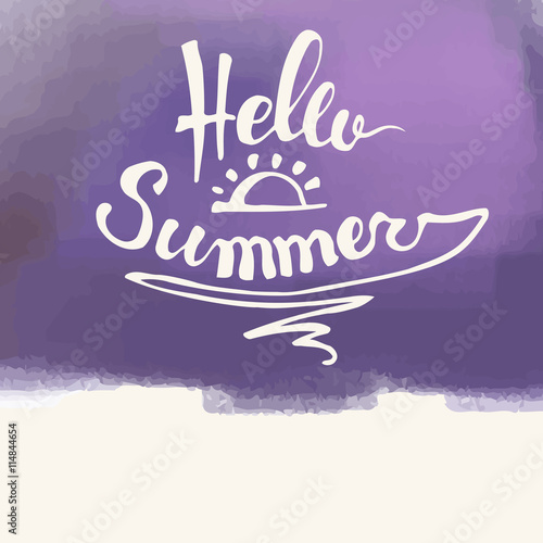 Watercolor  watermelons and lettering hello summer