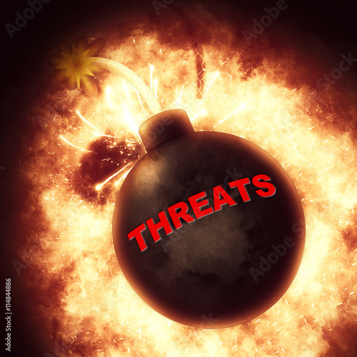 Threats Bomb Indicates Hazard Explosion And Ultimatum photo