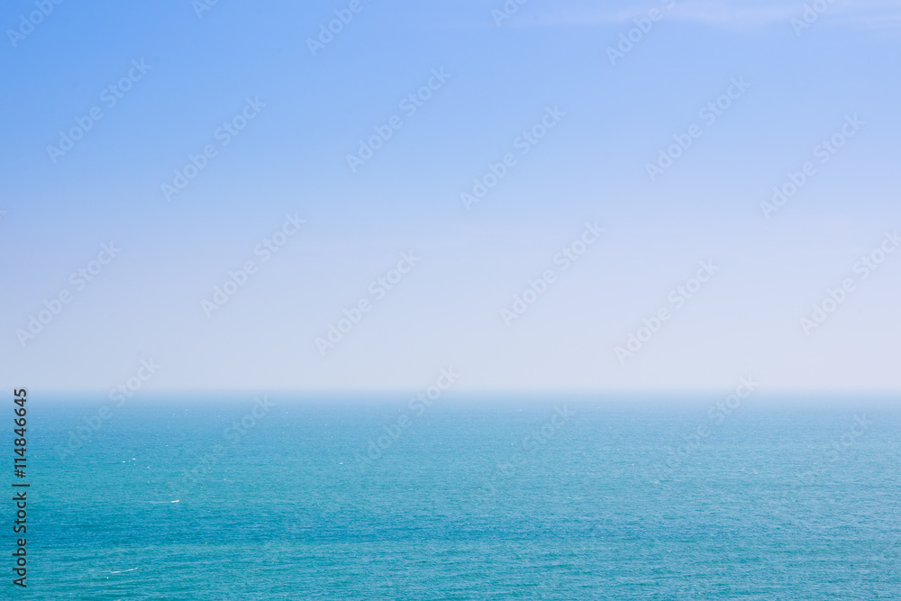 Clear sky and ocean background.