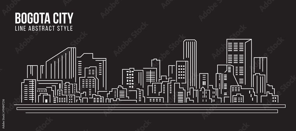 Cityscape Building Line art Vector Illustration design - Bogota city