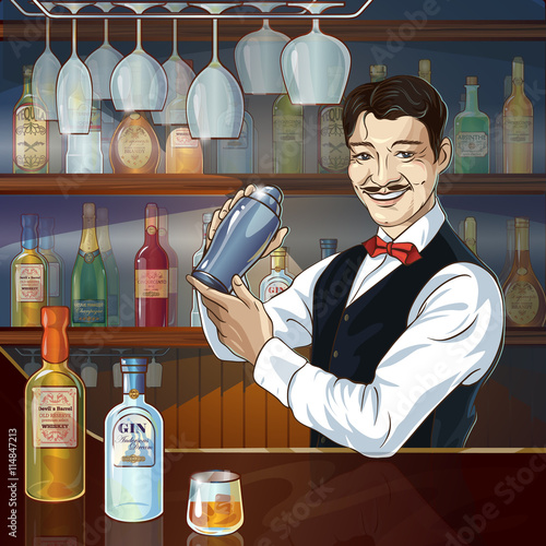 Smiling Barman At Work 