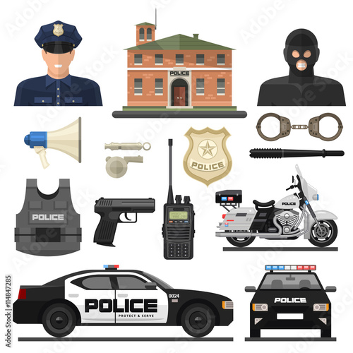 Flat Police Icon Set