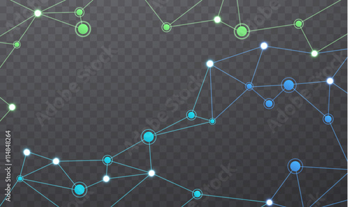 Communication network. Geometric polygonal structure mesh  colored color. Internet connections on transparent background.