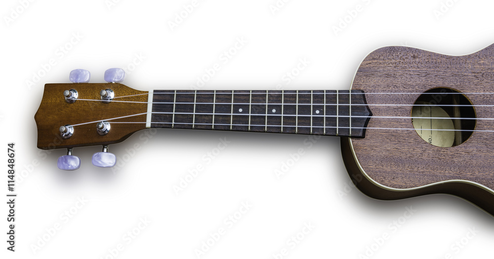 Naklejka premium Ukulele hawaiian guitar isolated on white background
