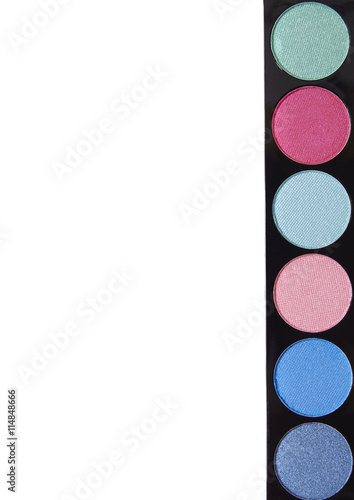 Eyeshadow make up palette page border, isolated on a white background