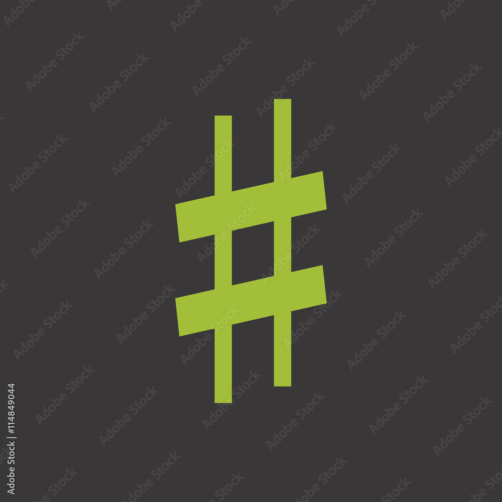 Obraz premium Musical symbol sharp on green