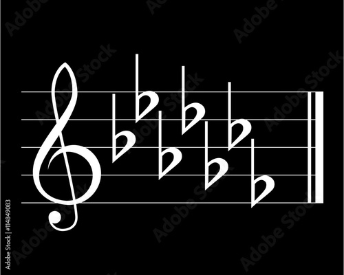 Flat key signature on black