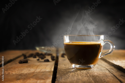 hot espresso coffee made with mocha machine at home