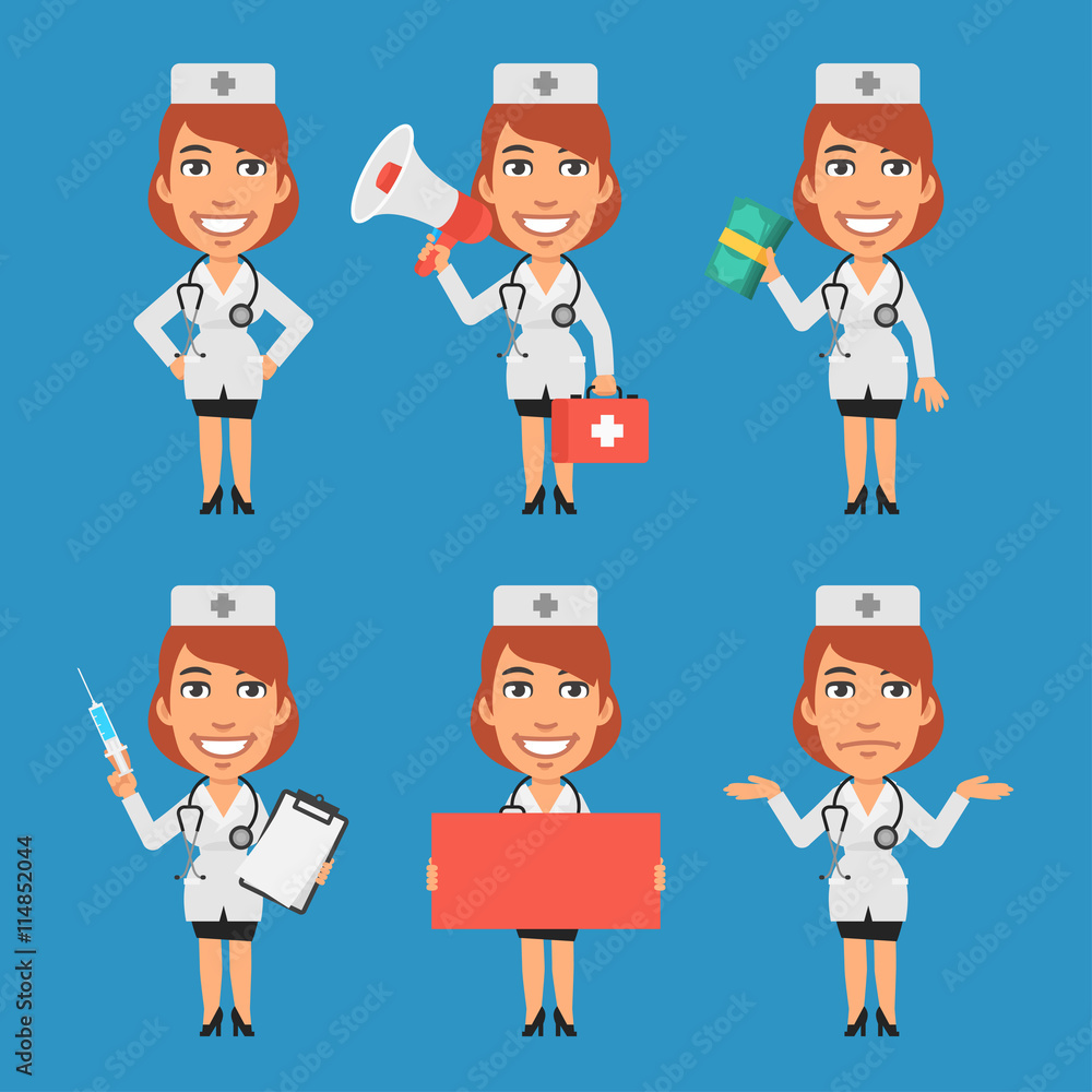 Woman Doctor Holds Syringe Megaphone Money Paper Woman Doctor Holds Syringe Megaphone Money Paper
