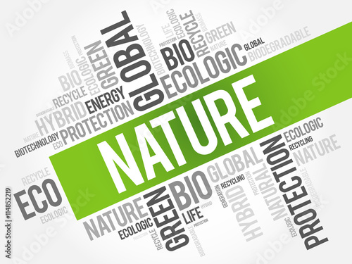 Nature word cloud, conceptual green ecology background