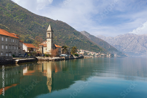 Wallpaper Mural Seaside village Stoliv with Holy Name of Mary Catholic Church. Bay of Kotor, Montenegro Torontodigital.ca