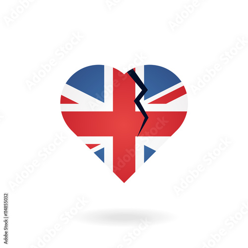 Иконка флаг Великобритании в виде сердца с трещиной.