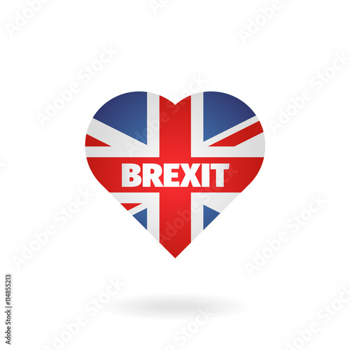 Иконка флаг Великобритании с надписью brexit, в форме сердца.
