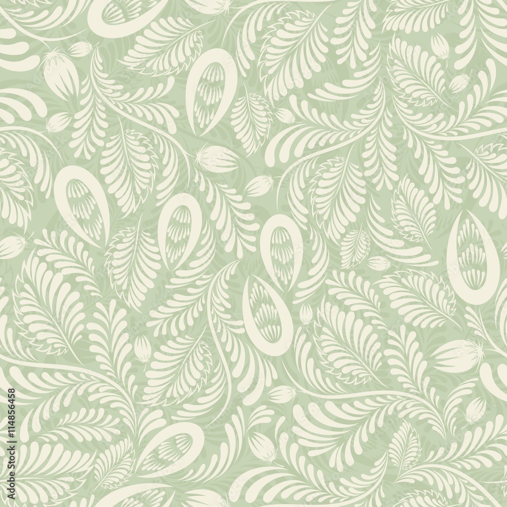 Seamless background of green in the folk style Seamless background of green in the folk style