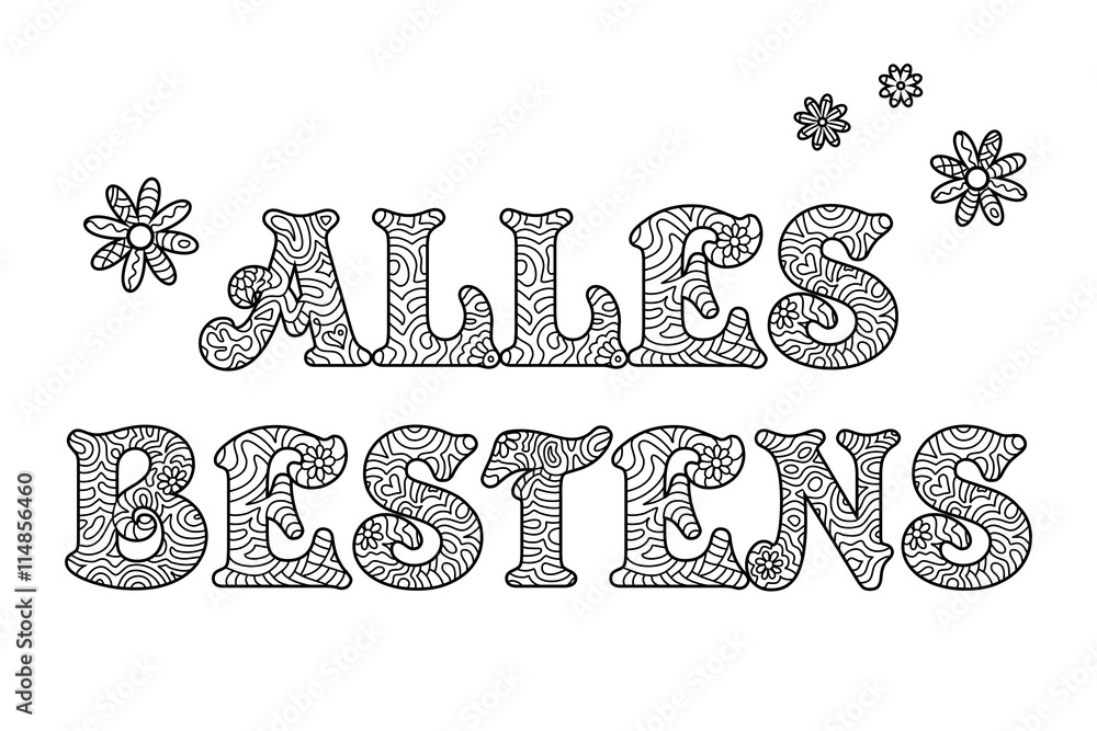 Alles bestens. Positiver Spruch zum Ausmalen. ilustración de Stock Adobe Stock