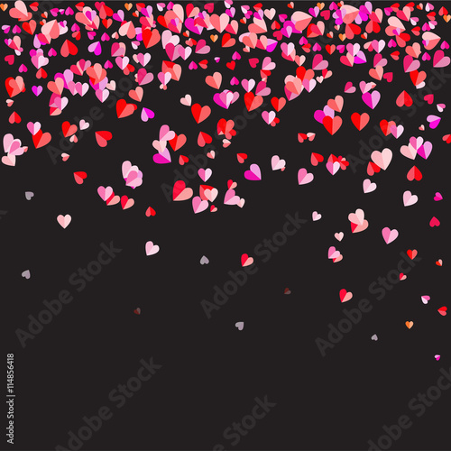 The black background was strewn with hearts shape.