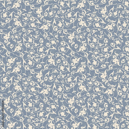Seamless background in the style of blue damask